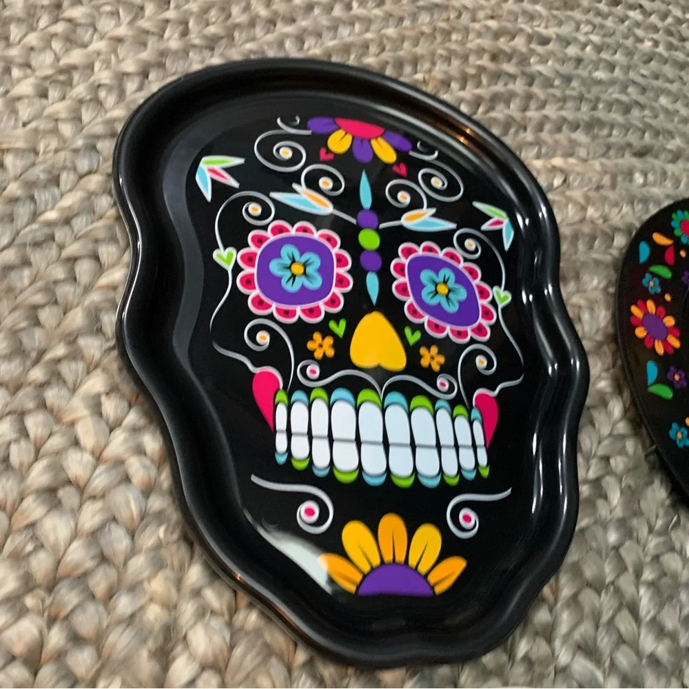 Dia de los Muertos skulls decor party serving tray plate NEW Day of the dead 3pc